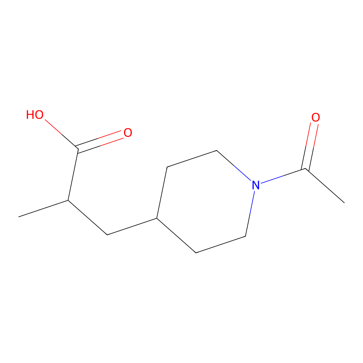 3-(1-Acetylpiperidin-4-yl)-2-methylpropanoic acid molecular structure, CAS 1508105-78-9