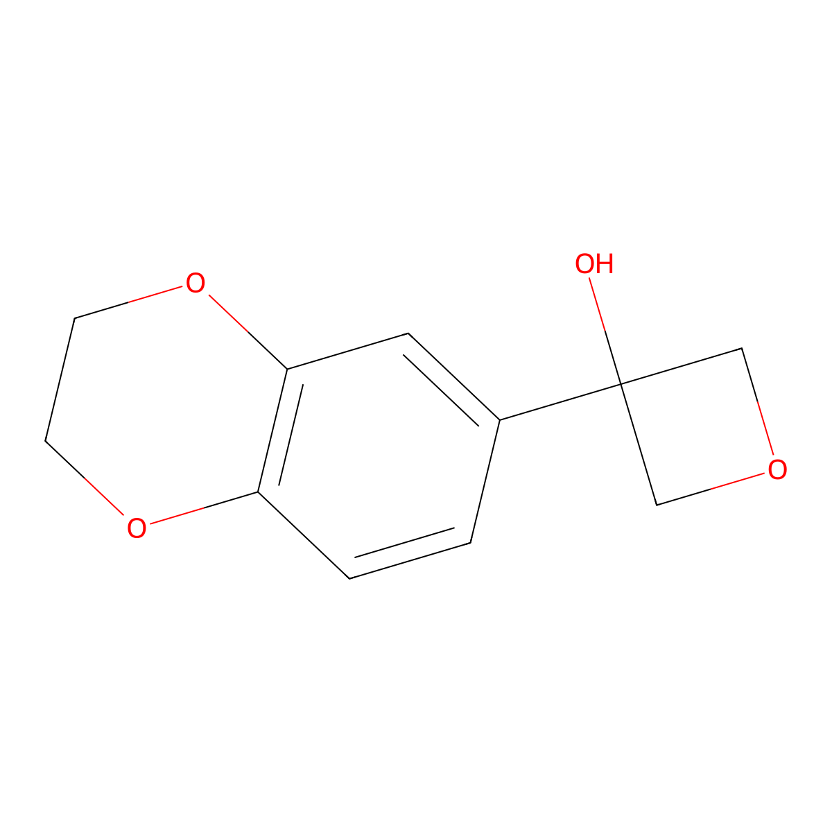 3-(2,3-Dihydro-1,4-benzodioxin-6-yl)-3-oxetanol molecular structure, CAS 1508108-80-2