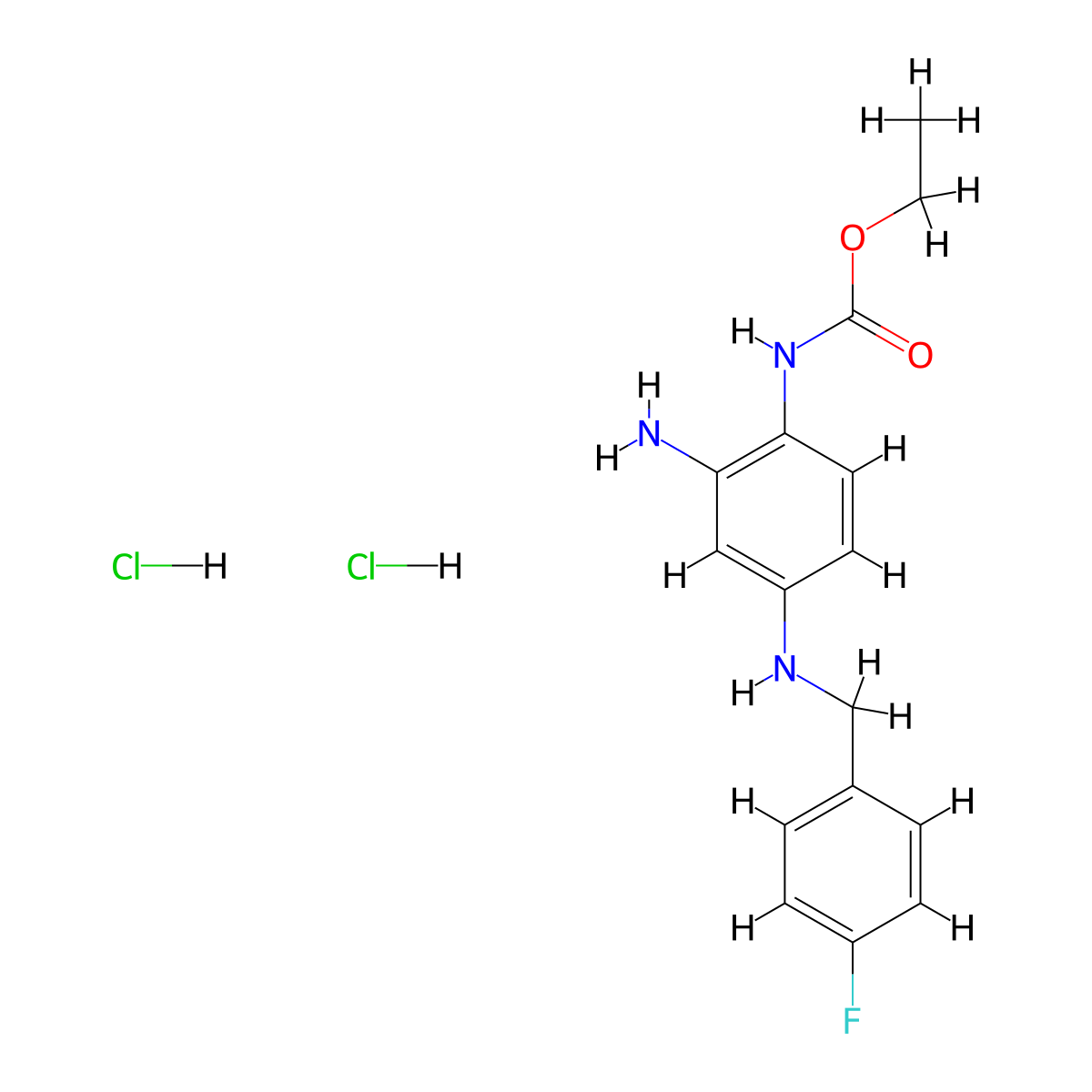 Ezogabine dihydrochloride molecular structure, CAS 150812-13-8