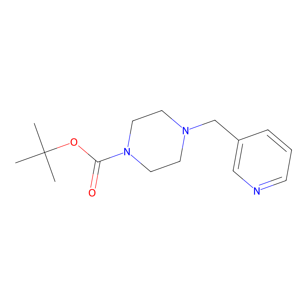 Tert-butyl 4-((pyridin-3-yl)methyl)piperazine-1-carboxylate molecular structure, CAS 150812-36-5
