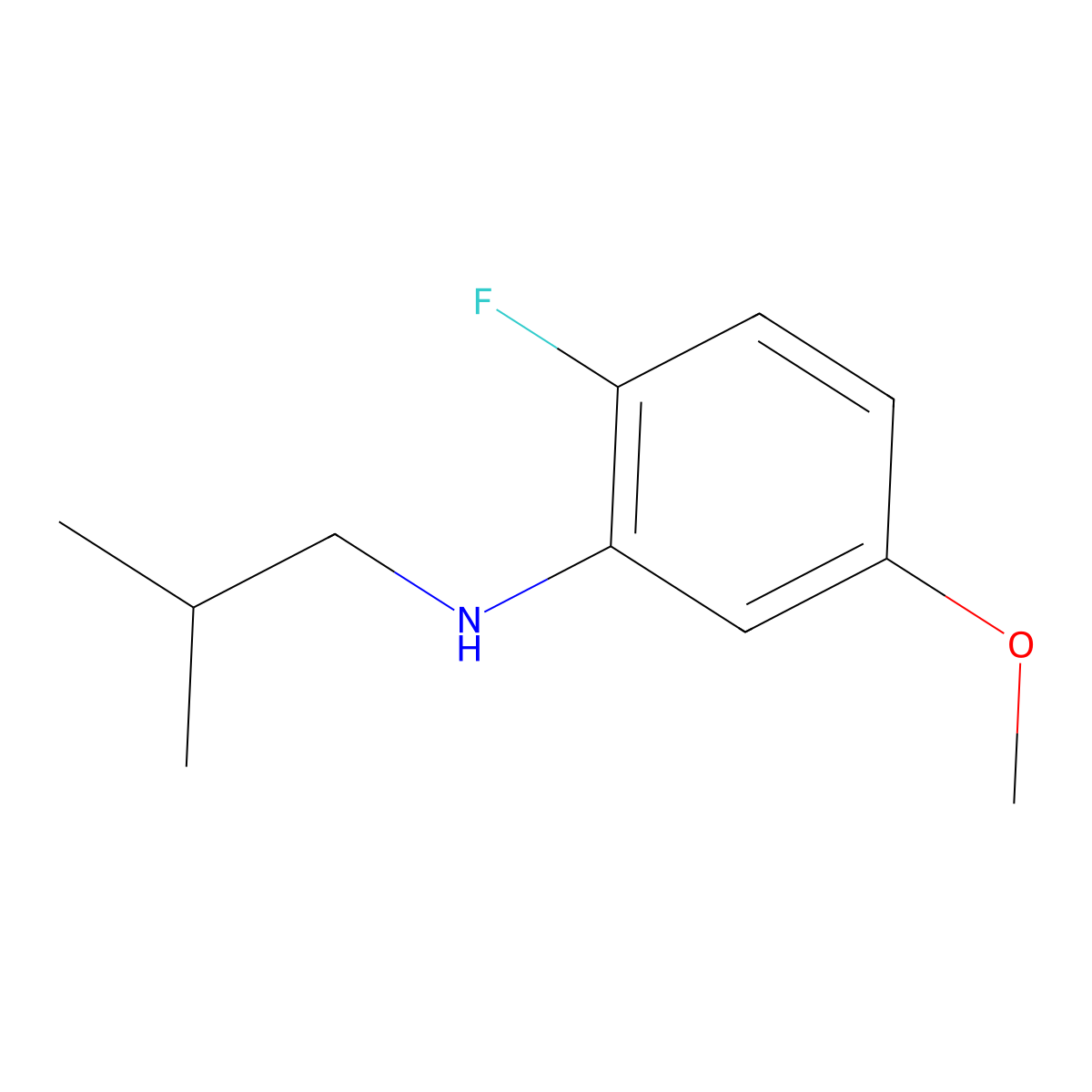 2-fluoro-5-methoxy-N-(2-methylpropyl)aniline molecular structure, CAS 1508125-76-5