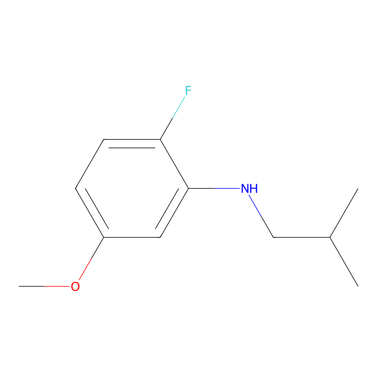 2-fluoro-5-methoxy-N-(2-methylpropyl)aniline molecular structure, CAS 1508125-76-5