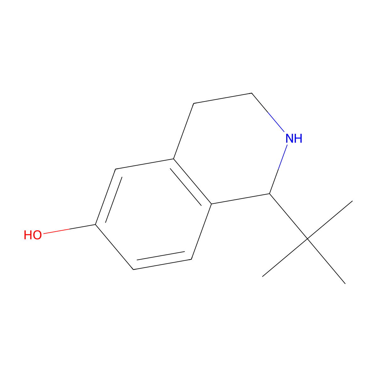 1-Tert-butyl-1,2,3,4-tetrahydroisoquinolin-6-ol molecular structure, CAS 1508150-46-6