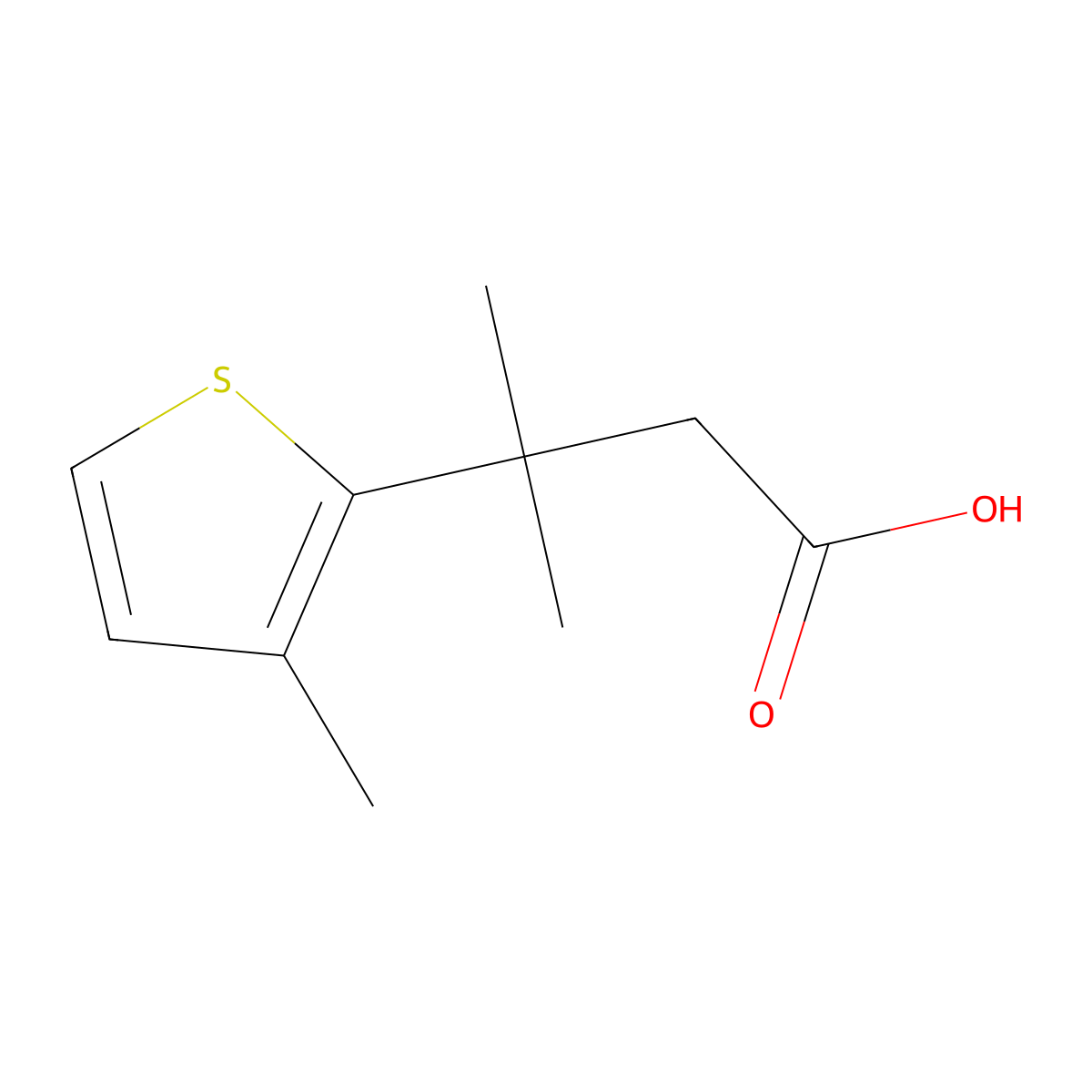 3-Methyl-3-(3-methylthiophen-2-yl)butanoic acid molecular structure, CAS 1508152-51-9
