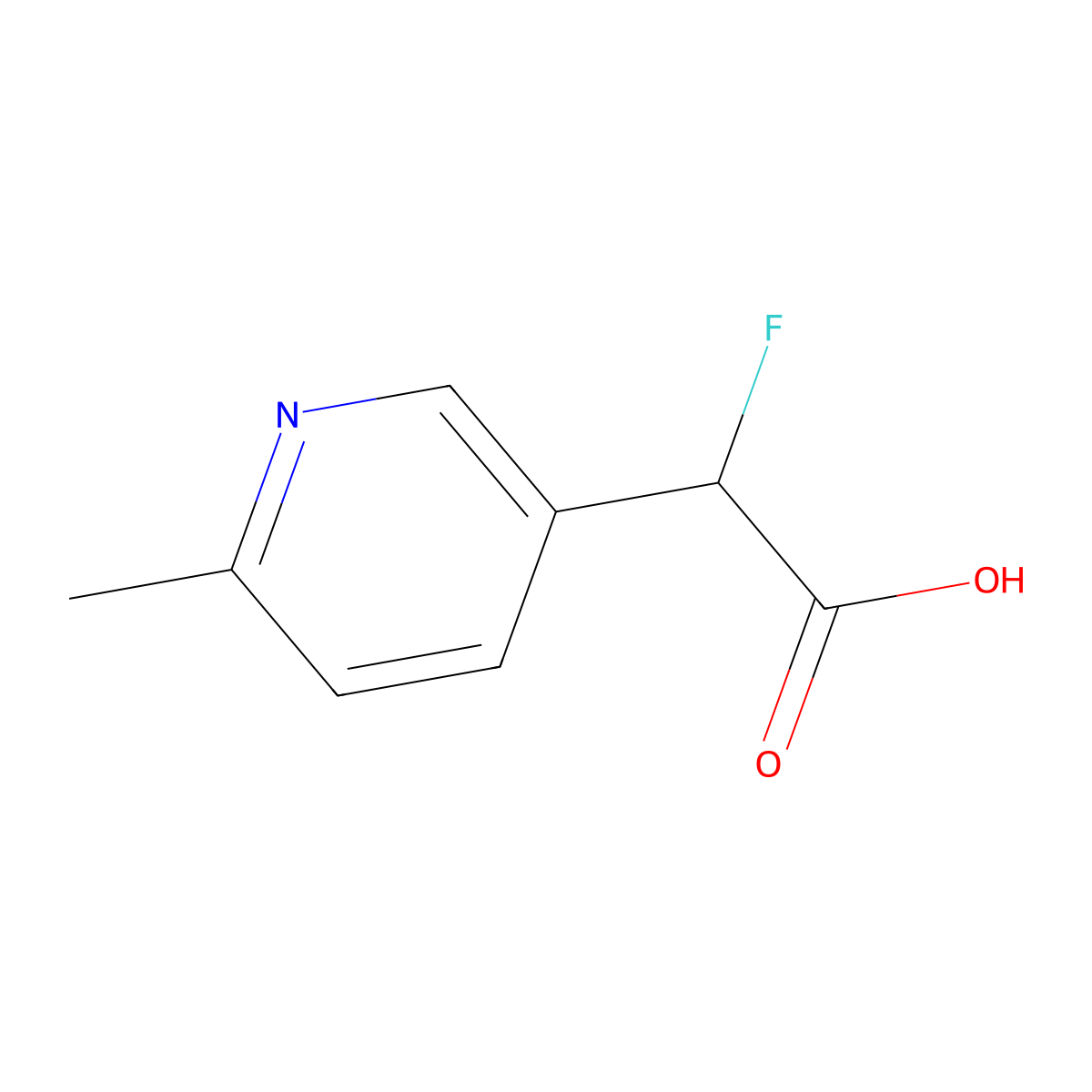 2-Fluoro-2-(6-methylpyridin-3-yl)acetic acid molecular structure, CAS 1508152-80-4