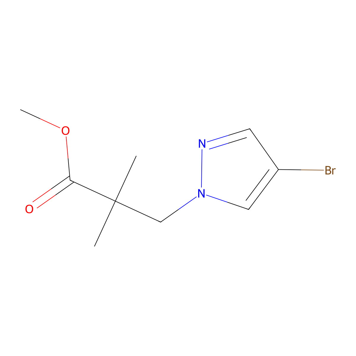 methyl 3-(4-bromo-1H-pyrazol-1-yl)-2,2-dimethylpropanoate molecular structure, CAS 1508156-42-0