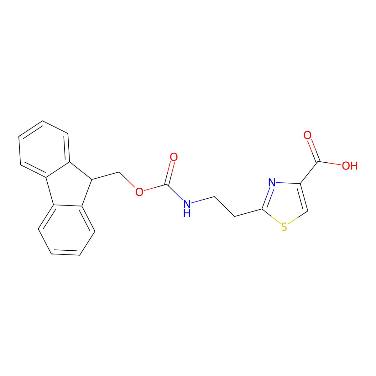 2-[2-({[(9H-fluoren-9-yl)methoxy]carbonyl}amino)ethyl]-1,3-thiazole-4-carboxylic acid molecular structure, CAS 1508208-26-1