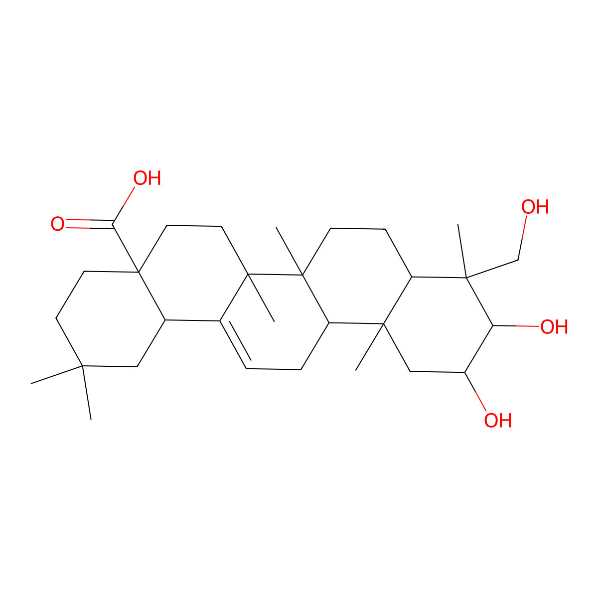 2,3,24-Trihydroxyolean-12-en-28-oic acid molecular structure, CAS 150821-16-2