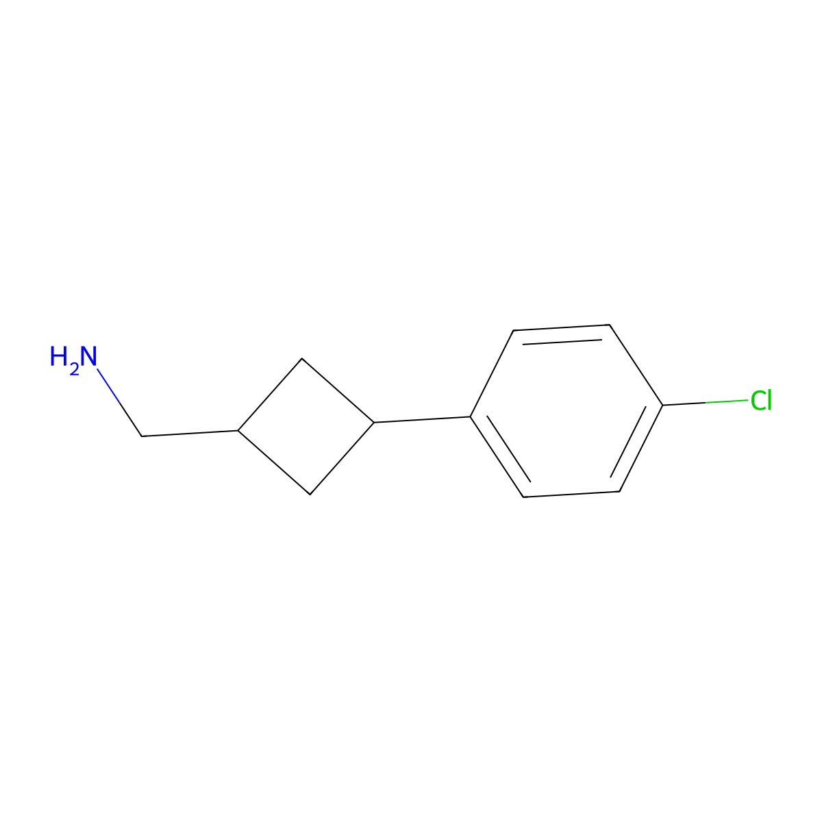 1-[3-(4-Chlorophenyl)cyclobutyl]methanamine molecular structure, CAS 1508211-88-8
