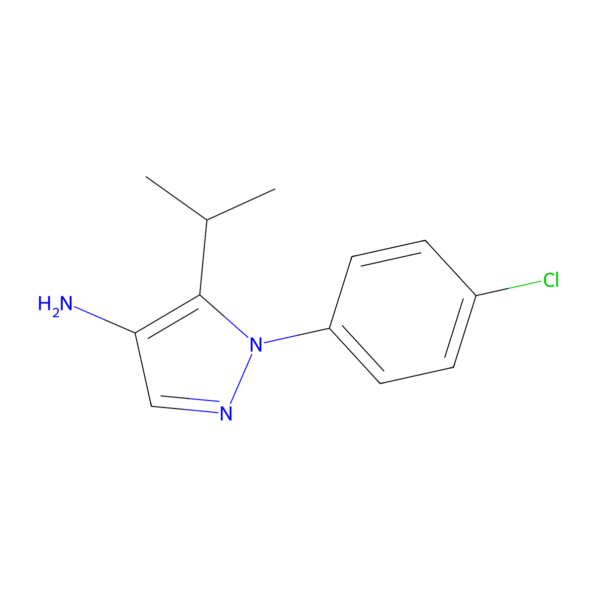 1-(4-chlorophenyl)-5-(propan-2-yl)-1H-pyrazol-4-amine molecular structure, CAS 1508227-54-0