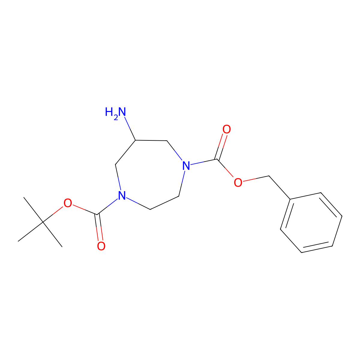 1-Benzyl 4-(tert-butyl) 6-amino-1,4-diazepane-1,4-dicarboxylate molecular structure, CAS 1508259-58-2