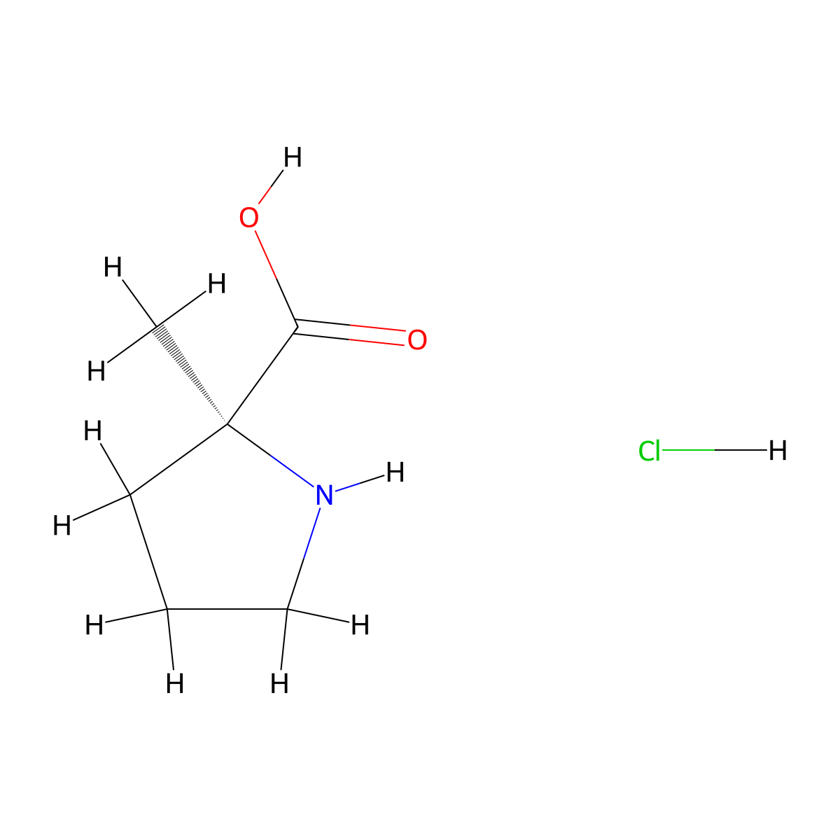 (S)-2-methylpyrrolidine-2-carboxylic acid hydrochloride molecular structure, CAS 1508261-86-6