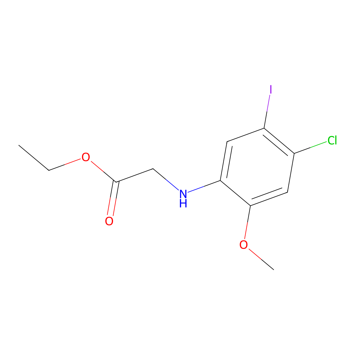 Ethyl 2-((4-chloro-5-iodo-2-methoxyphenyl)amino)acetate molecular structure, CAS 1508278-50-9