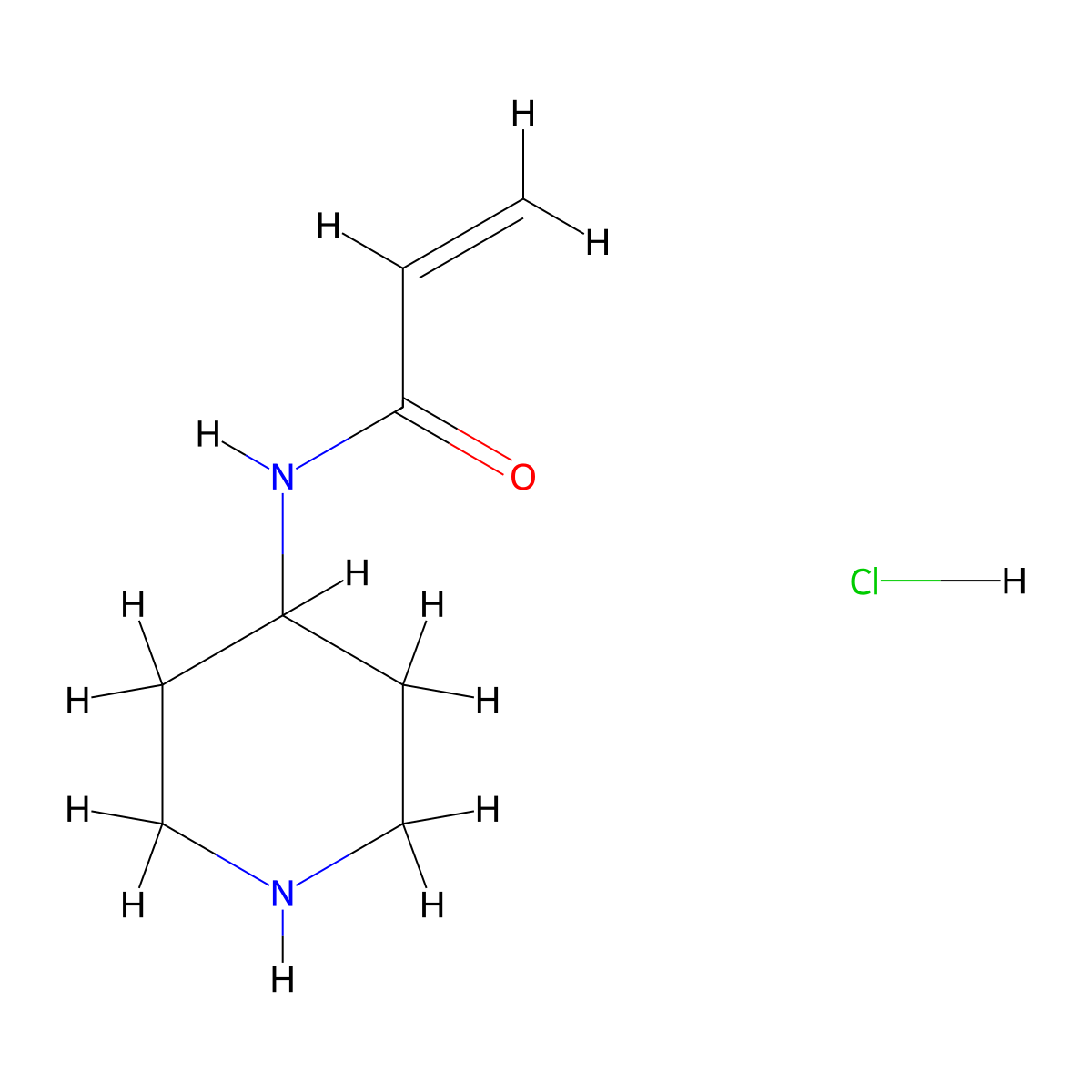 N-(piperidin-4-yl)prop-2-enamide hydrochloride molecular structure, CAS 1508278-58-7