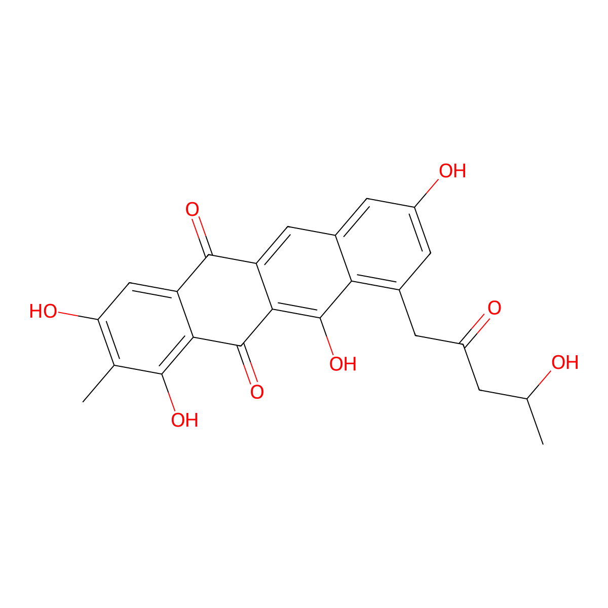 (+)-1,3,8,11-Tetrahydroxy-10-(4-hydroxy-2-oxopentyl)-2-methyl-5,12-naphthacenedione molecular structure, CAS 150829-94-0