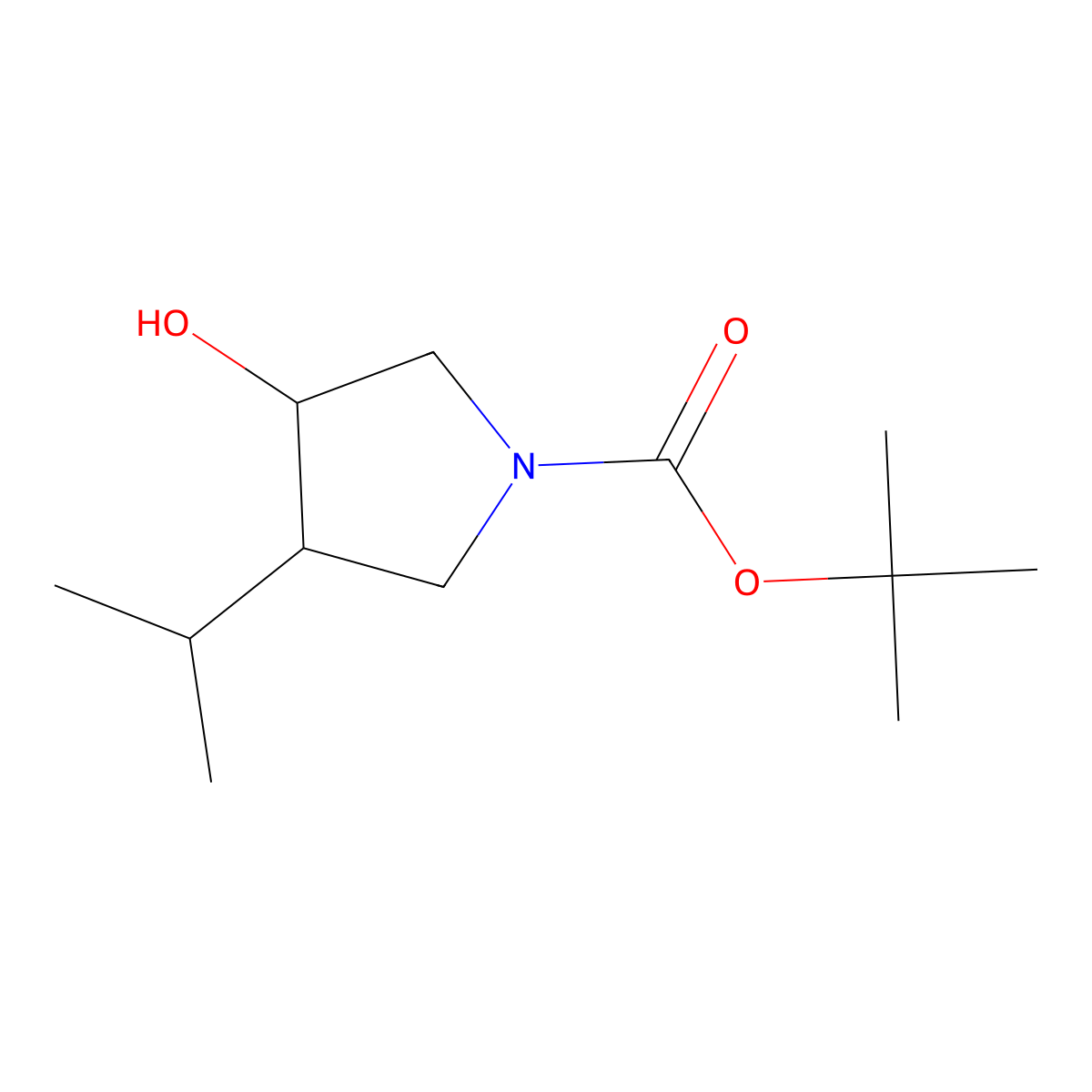 Tert-butyl 3-hydroxy-4-(propan-2-YL)pyrrolidine-1-carboxylate molecular structure, CAS 1508300-55-7