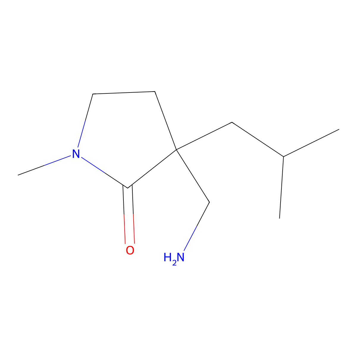3-(Aminomethyl)-1-methyl-3-(2-methylpropyl)pyrrolidin-2-one molecular structure, CAS 1508350-60-4