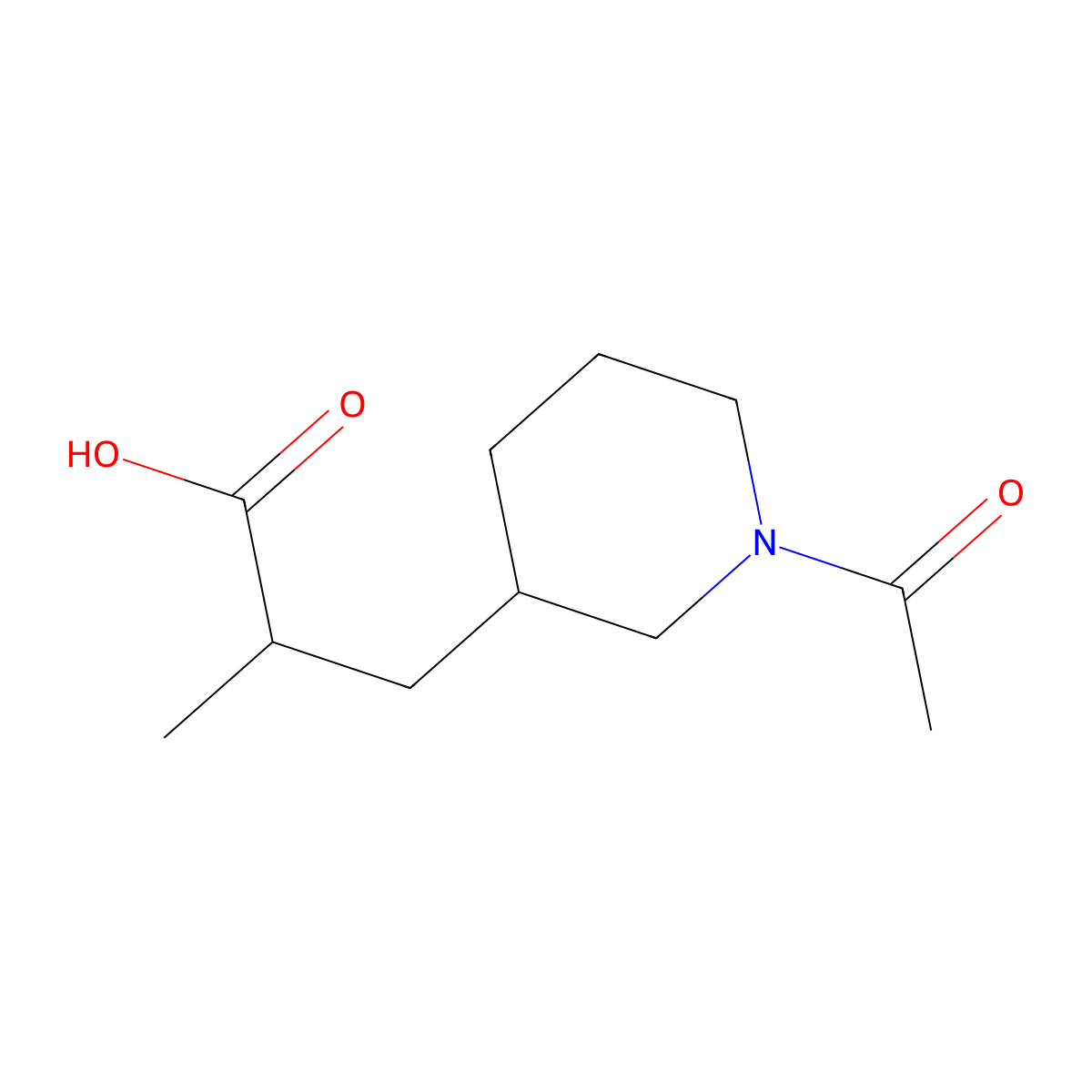 3-(1-Acetylpiperidin-3-yl)-2-methylpropanoic acid molecular structure, CAS 1508354-72-0