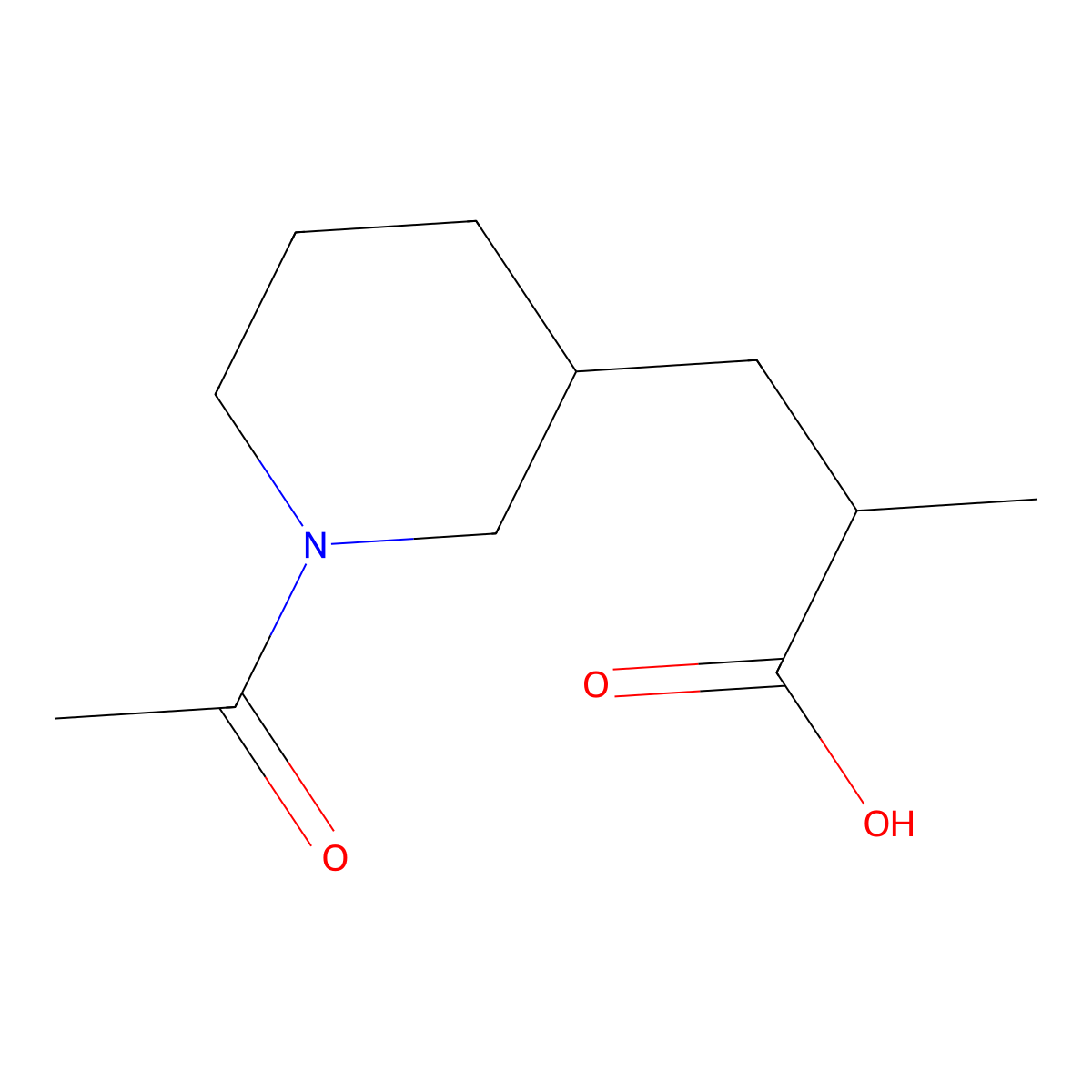 3-(1-Acetylpiperidin-3-yl)-2-methylpropanoic acid molecular structure, CAS 1508354-72-0