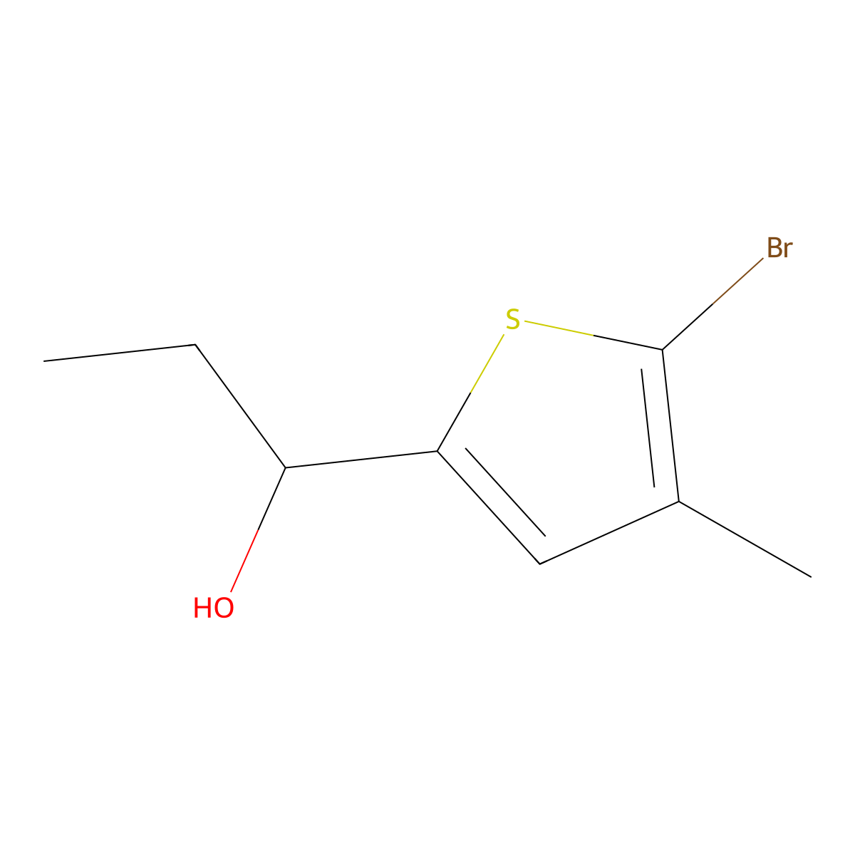5-Bromo-alpha-ethyl-4-methyl-2-thiophenemethanol molecular structure, CAS 1508357-16-1