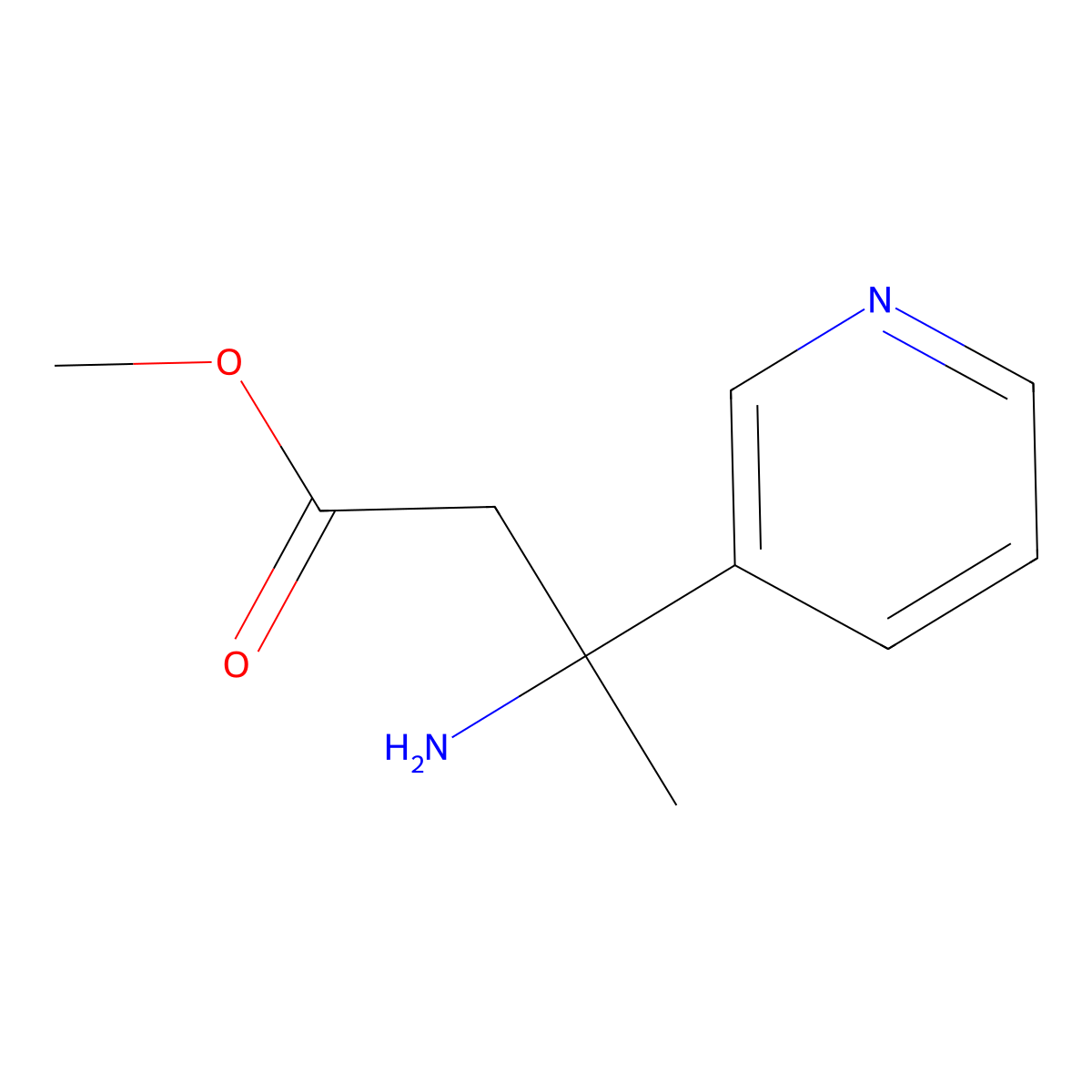 Methyl 3-amino-3-(pyridin-3-yl)butanoate molecular structure, CAS 1508381-33-6