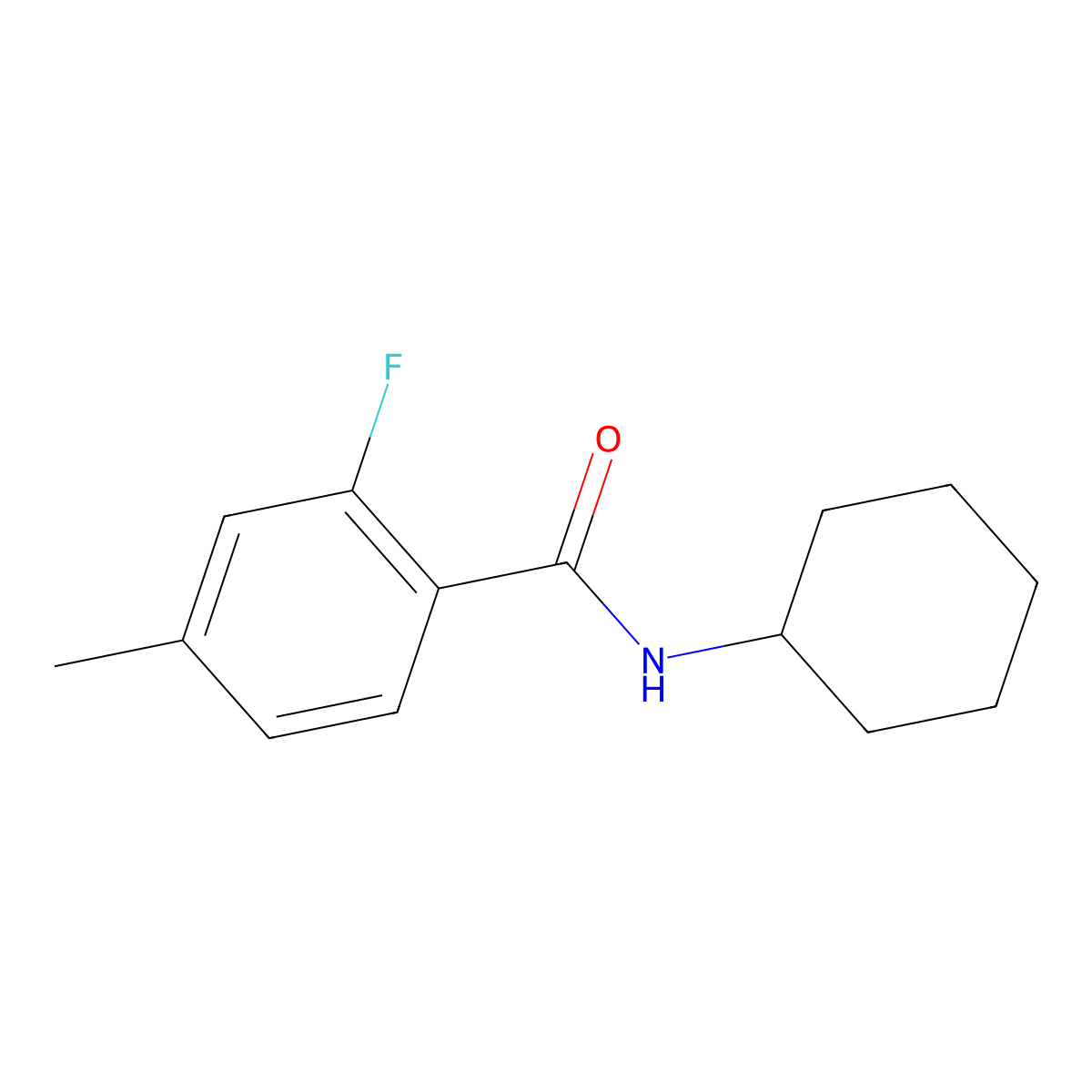 N-cyclohexyl-2-fluoro-4-methylbenzamide molecular structure, CAS 1508439-74-4