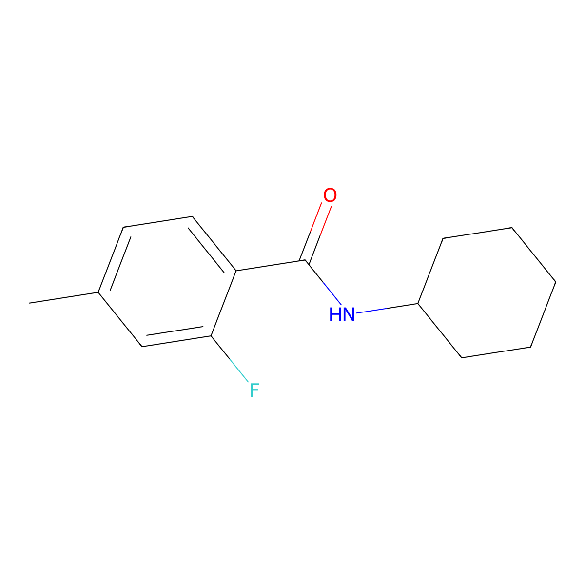 N-cyclohexyl-2-fluoro-4-methylbenzamide molecular structure, CAS 1508439-74-4