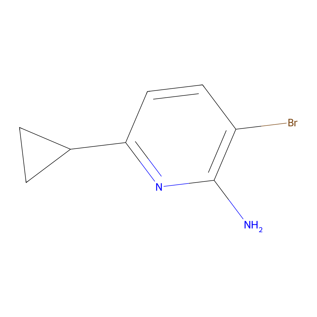 3-Bromo-6-cyclopropylpyridin-2-amine molecular structure, CAS 1508445-19-9