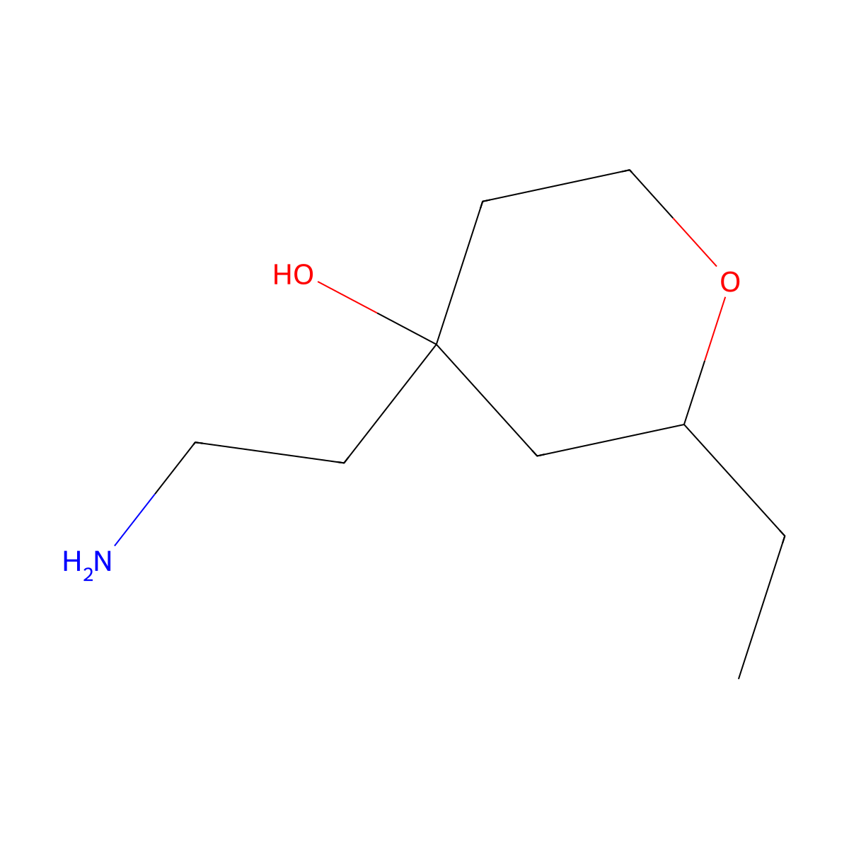 4-(2-Aminoethyl)-2-ethyloxan-4-ol molecular structure, CAS 1508482-74-3