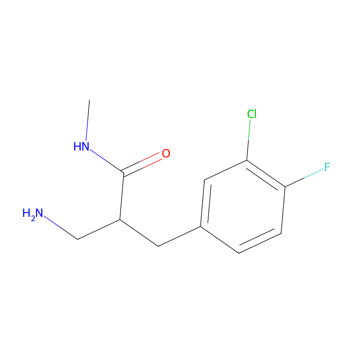 3-amino-2-[(3-chloro-4-fluorophenyl)methyl]-N-methylpropanamide molecular structure, CAS 1508488-18-3