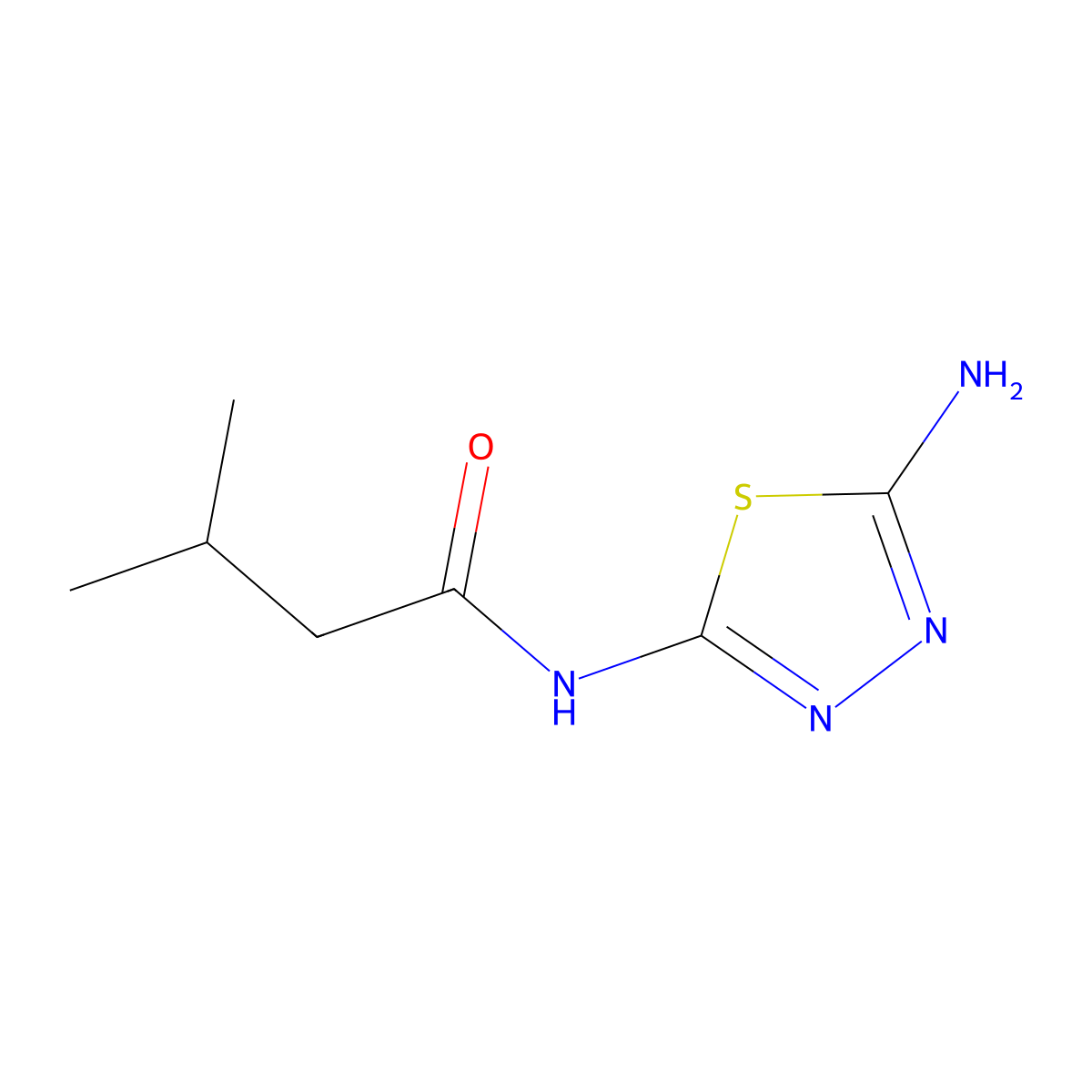 N-(5-amino-1,3,4-thiadiazol-2-yl)-3-methylbutanamide molecular structure, CAS 1508496-72-7