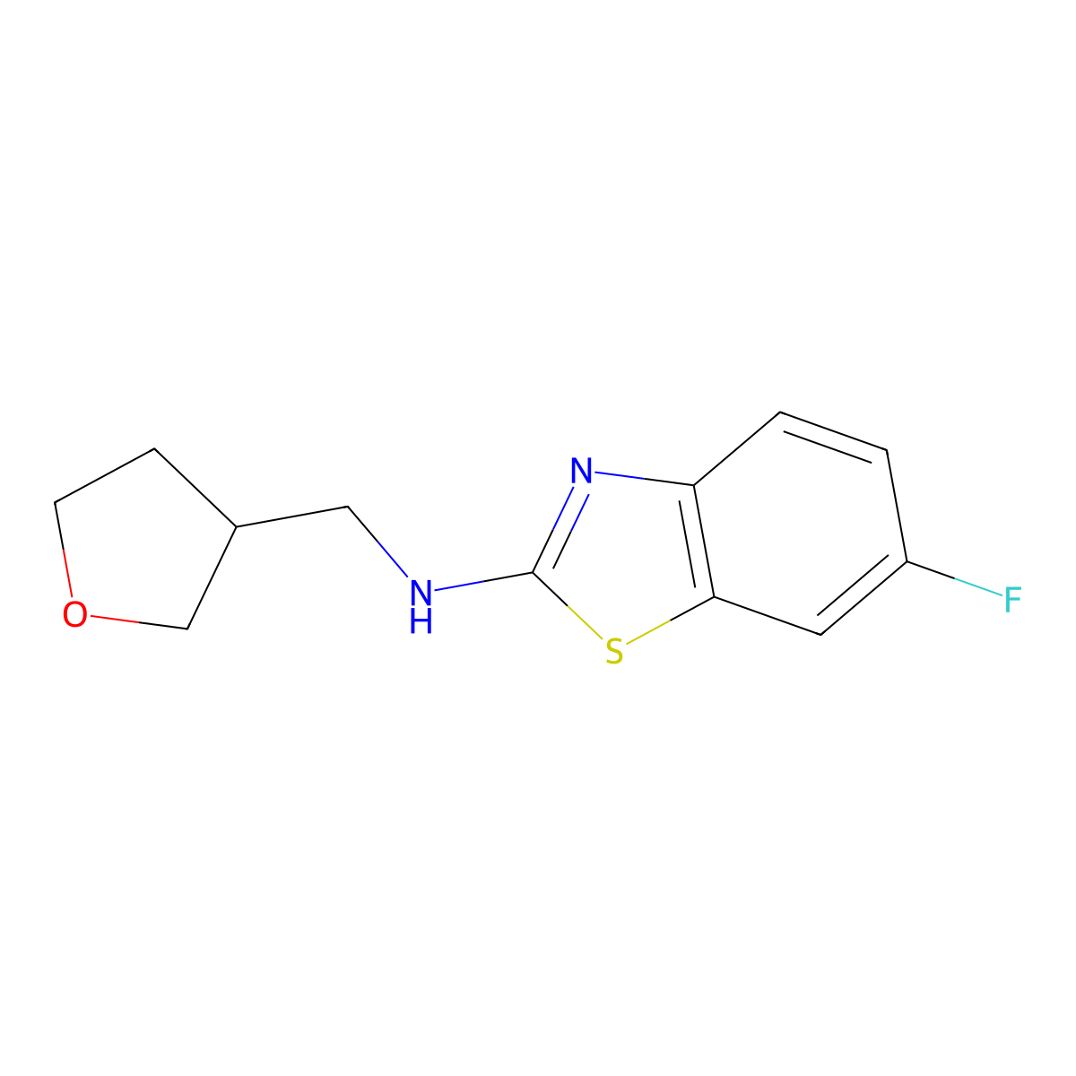 6-fluoro-N-[(oxolan-3-yl)methyl]-1,3-benzothiazol-2-amine molecular structure, CAS 1508507-21-8