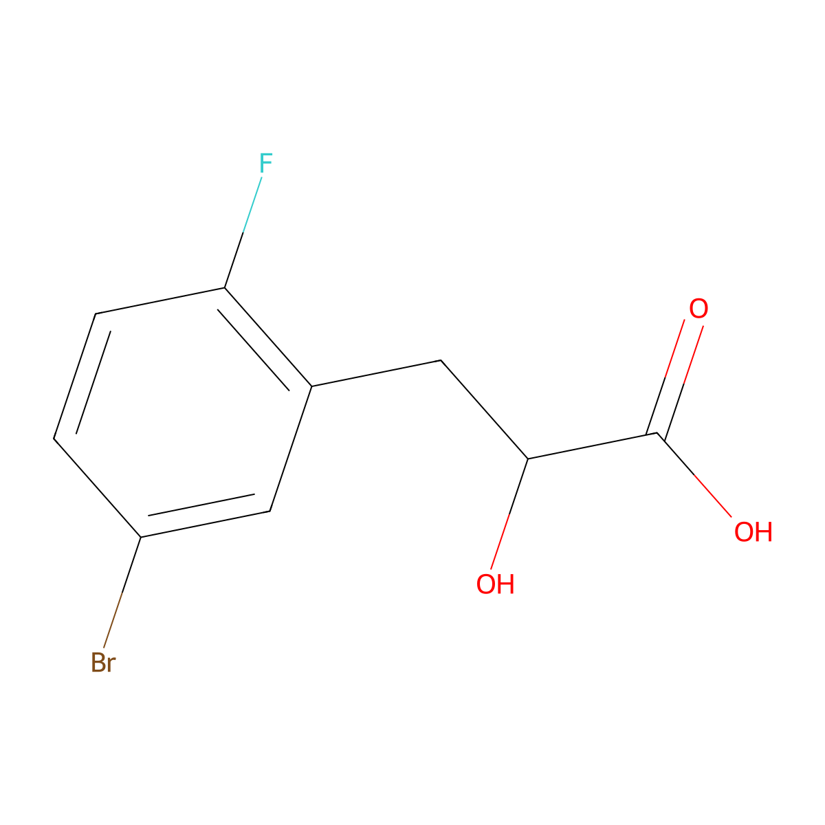 3-(5-Bromo-2-fluorophenyl)-2-hydroxypropanoic acid molecular structure, CAS 1508509-04-3