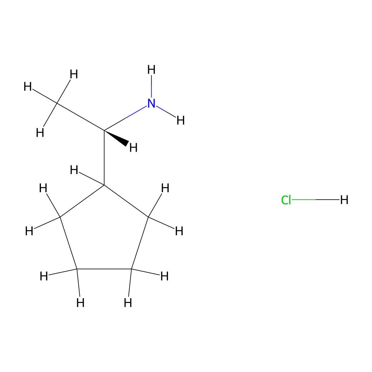 (S)-1-Cyclopentylethanamine hydrochloride molecular structure, CAS 150852-73-6