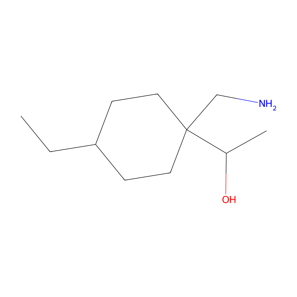 1-[1-(Aminomethyl)-4-ethylcyclohexyl]ethan-1-ol molecular structure, CAS 1508522-65-3