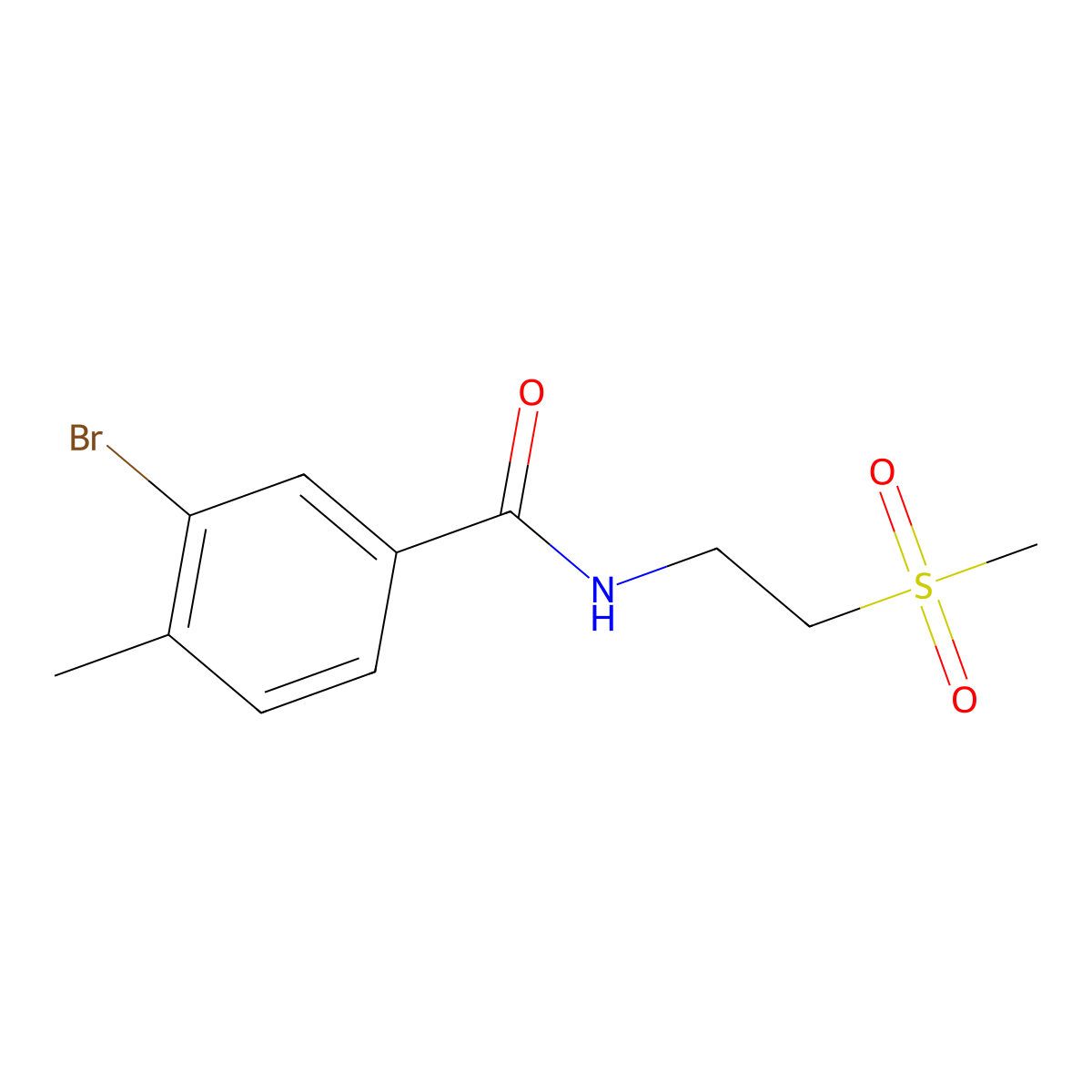 3-Bromo-4-methyl-N-(2-(methylsulfonyl)ethyl)benzamide molecular structure, CAS 1508545-96-7