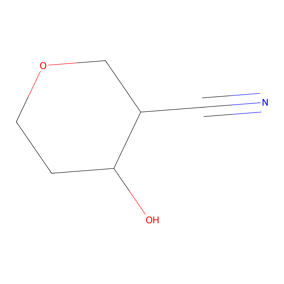 4-Hydroxyoxane-3-carbonitrile molecular structure, CAS 1508547-53-2