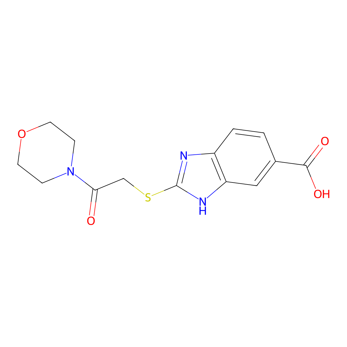 2-(2-Morpholin-4-yl-2-oxo-ethylsulfanyl)-1H-benzoimidazole-5-carboxylic acid molecular structure, CAS 1508548-80-8