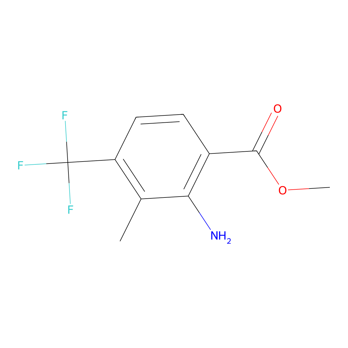 Methyl 2-amino-3-methyl-4-(trifluoromethyl)benzoate molecular structure, CAS 1508551-20-9