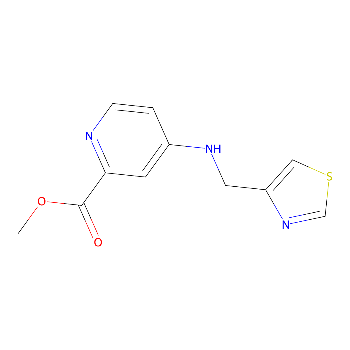 Methyl 4-{[(1,3-thiazol-4-yl)methyl]amino}pyridine-2-carboxylate molecular structure, CAS 1508578-62-8