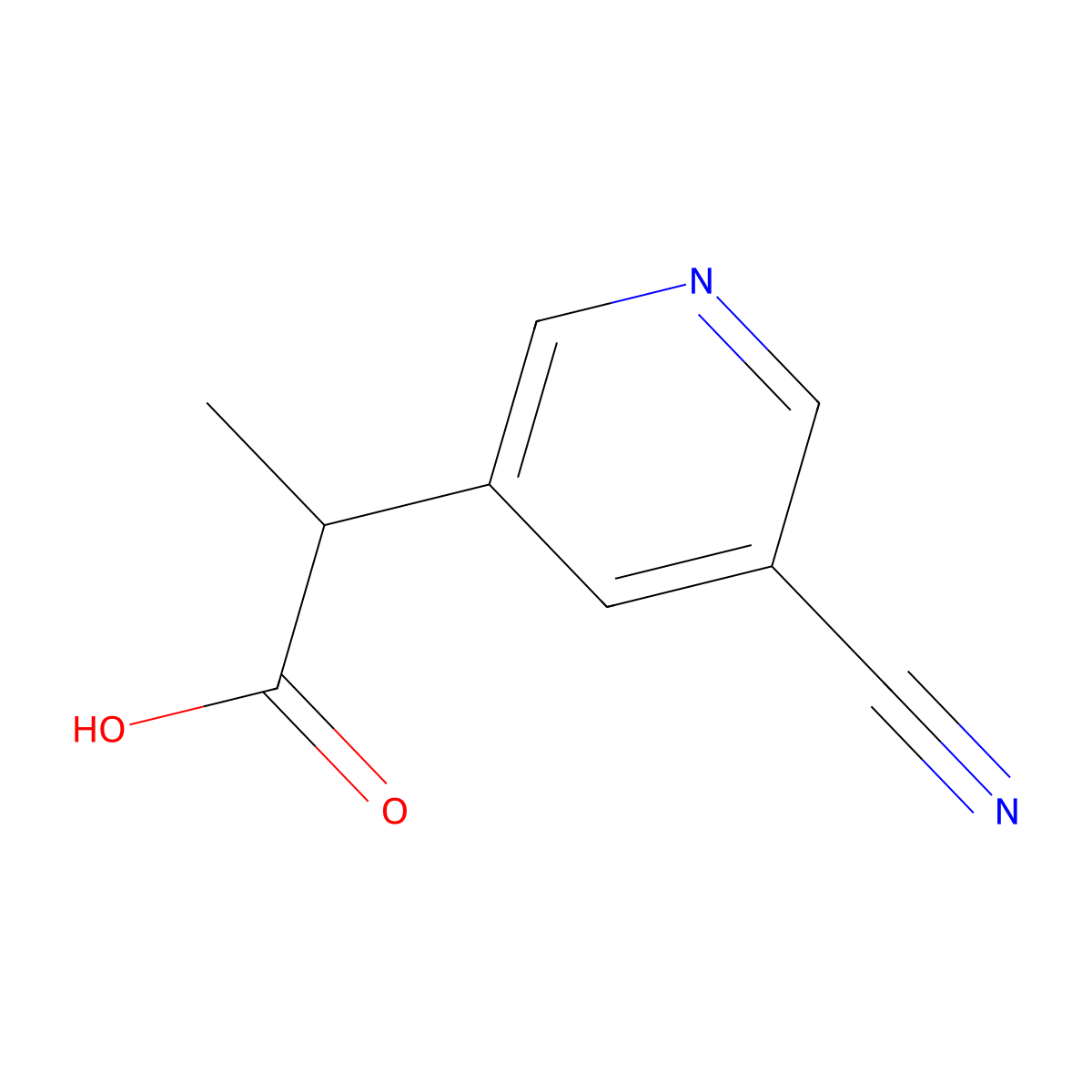 2-(5-Cyanopyridin-3-yl)propanoic acid molecular structure, CAS 1508607-48-4