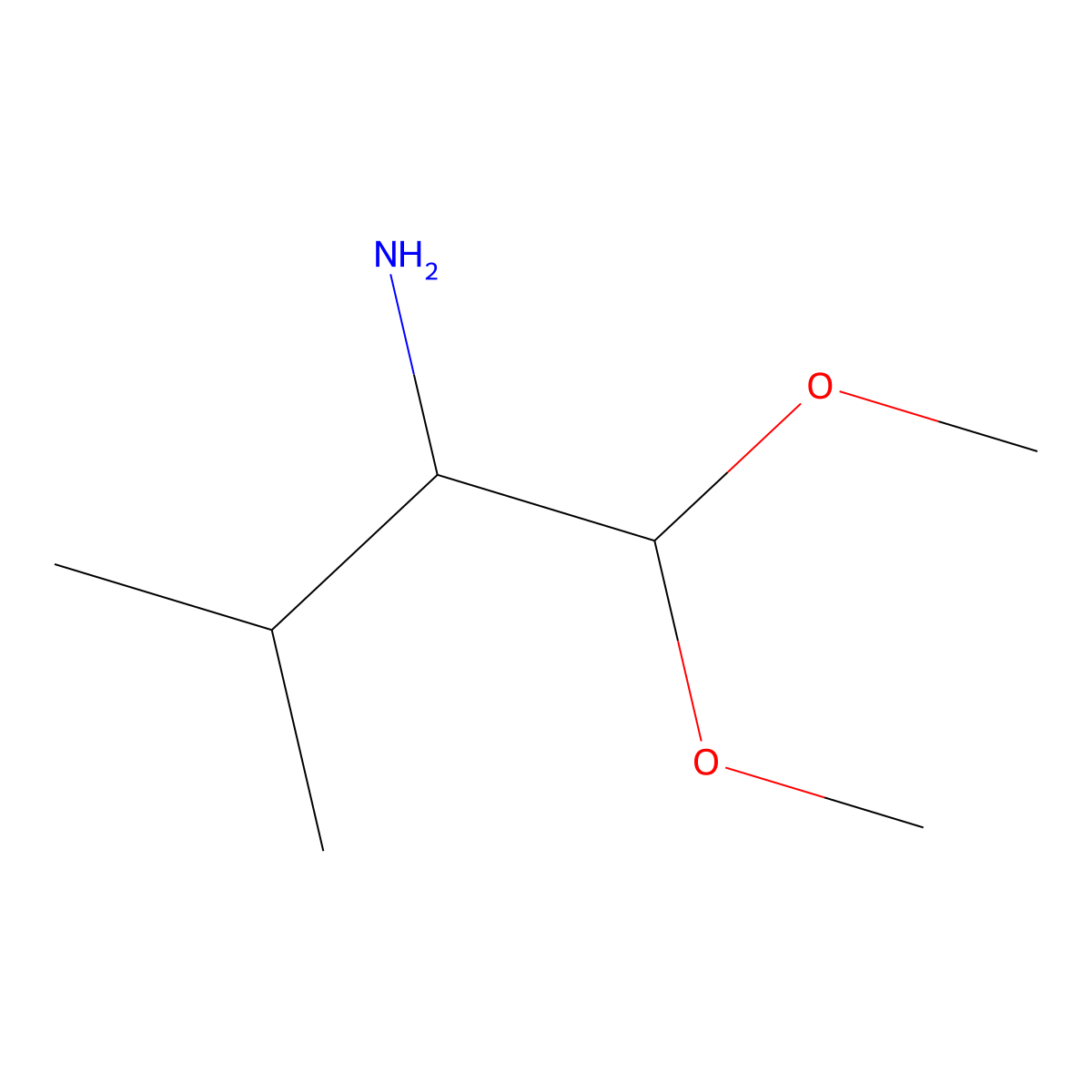 1,1-Dimethoxy-3-methylbutan-2-amine molecular structure, CAS 1508614-95-6