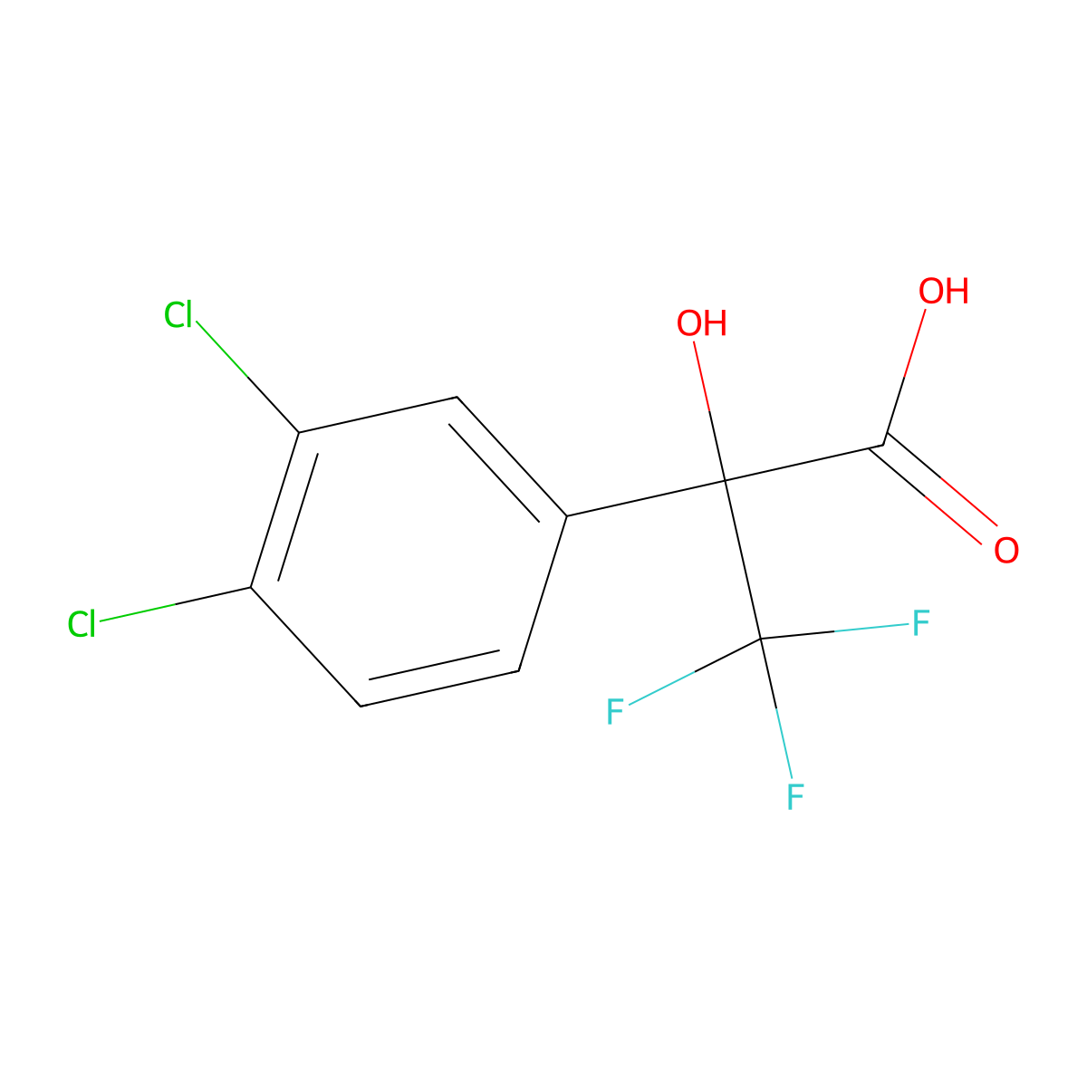 2-(3,4-Dichlorophenyl)-3,3,3-trifluoro-2-hydroxypropionic acid molecular structure, CAS 1508619-37-1