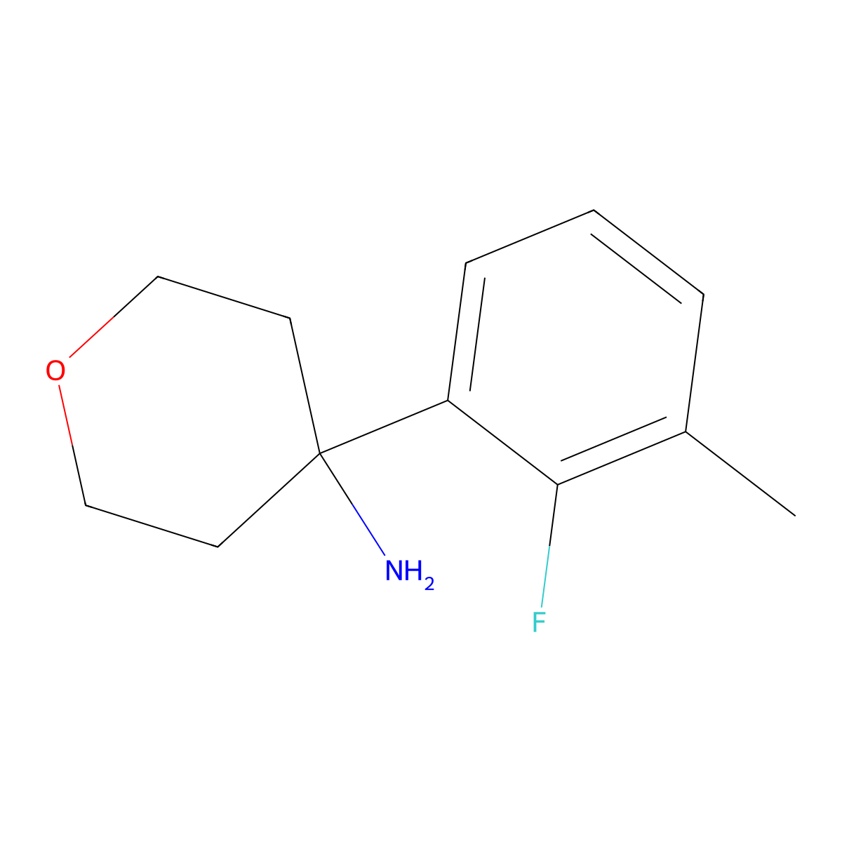 4-(2-Fluoro-3-methylphenyl)oxan-4-amine molecular structure, CAS 1508620-85-6