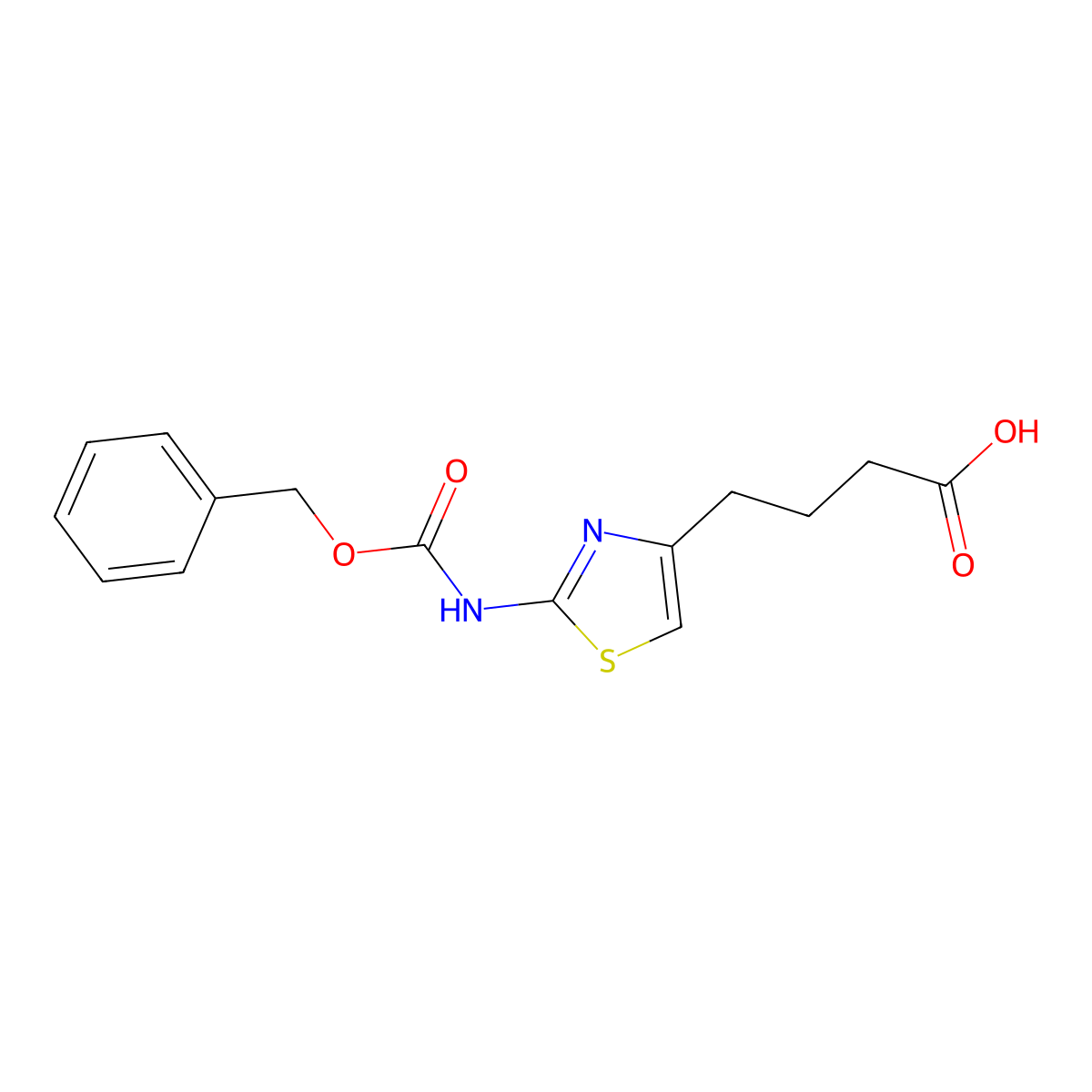 4-(2-{[(Benzyloxy)carbonyl]amino}-1,3-thiazol-4-yl)butanoic acid molecular structure, CAS 1508635-84-4