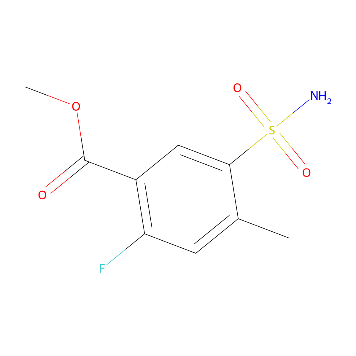 Methyl 2-fluoro-4-methyl-5-sulfamoylbenzoate molecular structure, CAS 1508644-07-2