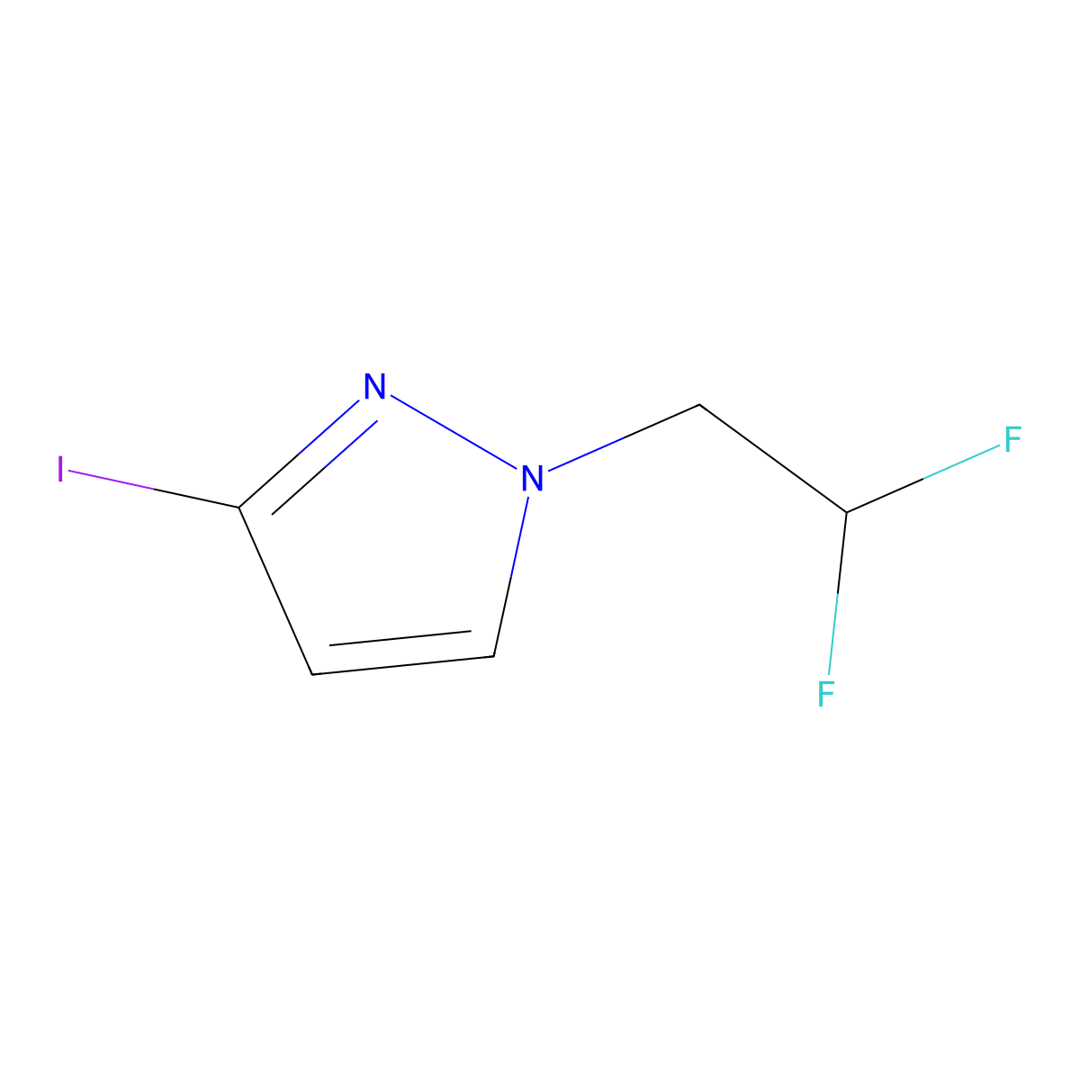 1-(2,2-difluoroethyl)-3-iodo-1H-pyrazole molecular structure, CAS 1508660-43-2