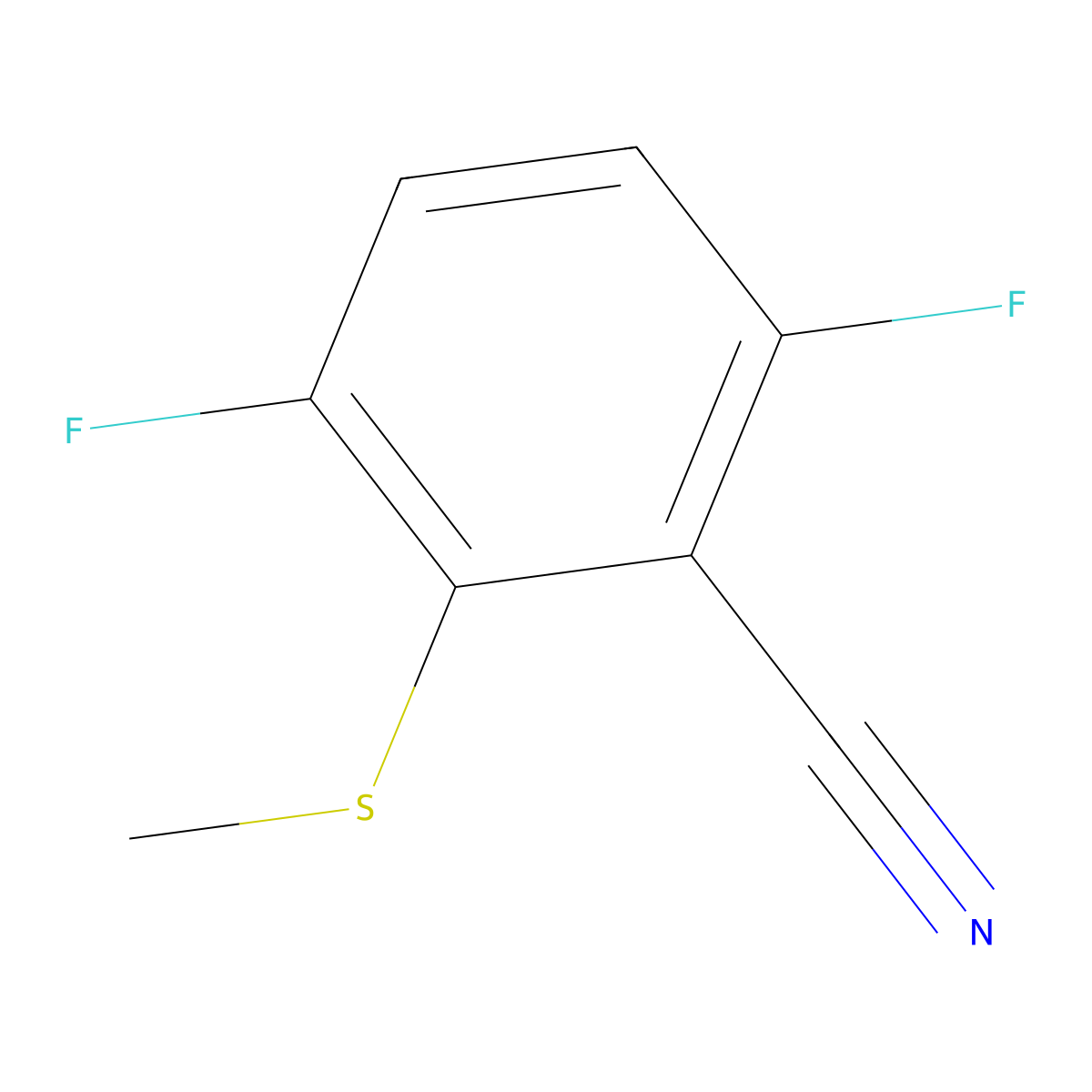 3,6-Difluoro-2-(methylthio)benzonitrile molecular structure, CAS 1508662-02-9