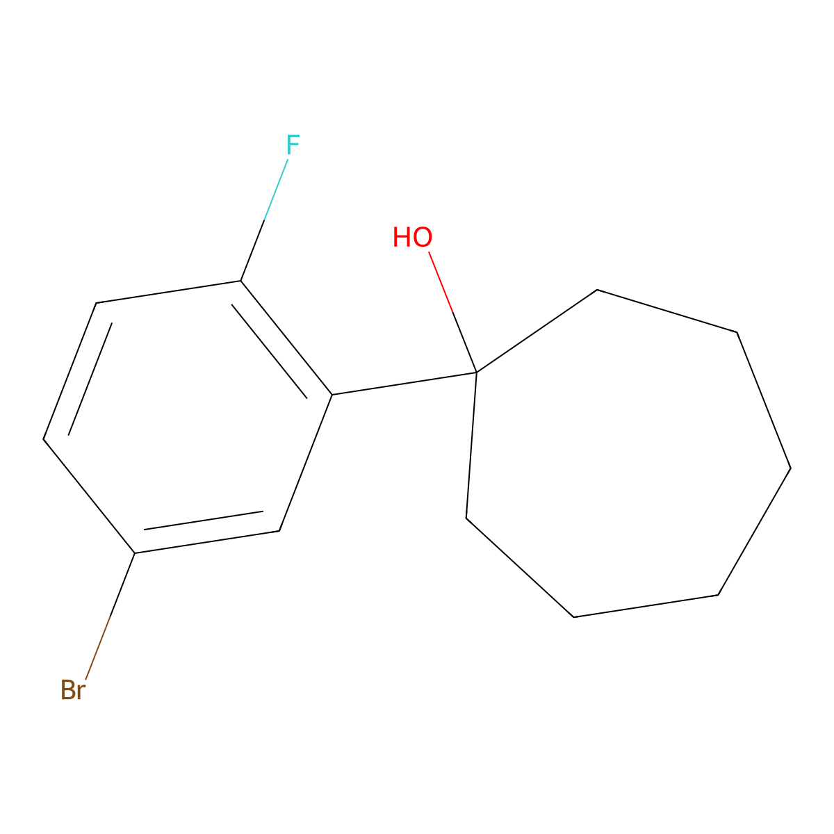 1-(5-Bromo-2-fluorophenyl)cycloheptanol molecular structure, CAS 1508670-23-2