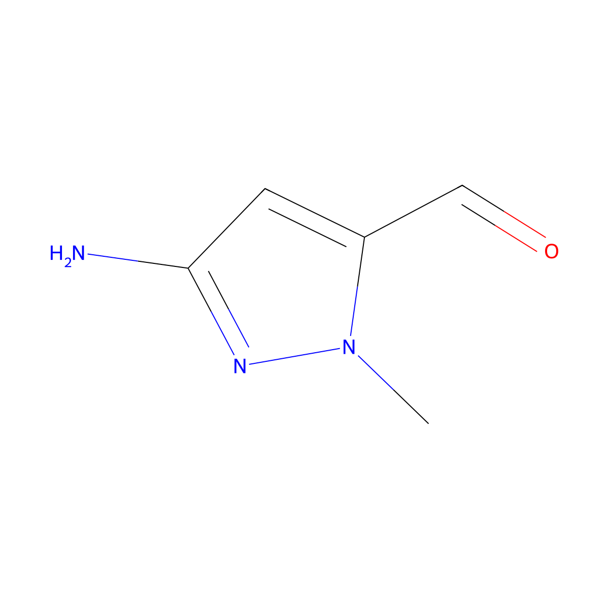 3-Amino-1-methyl-1H-pyrazole-5-carbaldehyde molecular structure, CAS 1508683-23-5